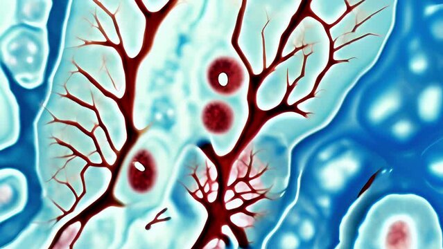 cellular structures of neural networks. Red nuclei, activity and complexity of the nervous system.
Concept: medical research about the brain, neurodegenerative diseases and the field of neuroscience