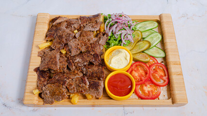 Beef portion doner kebab plate