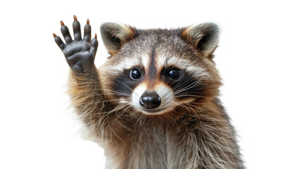 Raccoon With Paws Raised Up in Air