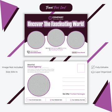 Creative Post Card Design, Professional Travel Post Card Template,  Modern Real Estate Layout.