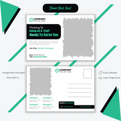 Obraz premium Creative Post Card Design, Professional Travel Post Card Template, Modern Real Estate Layout.