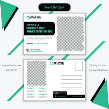 Creative Post Card Design, Professional Travel Post Card Template,  Modern Real Estate Layout.