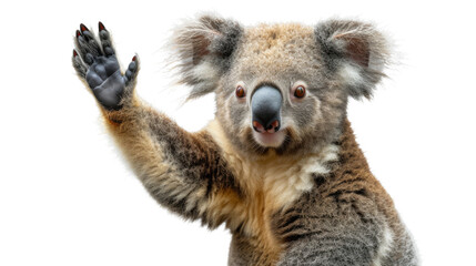 Naklejka na ściany i meble Koala Standing Up With Hands in the Air