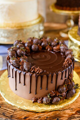 chocolate cake with nuts and chocolate