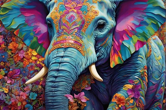 African elephant becomes a psychedelic masterpiece