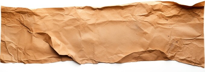 Texturerich Crumpled Brown Cardboard Paper on White Background