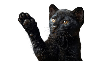 Close Up of a Black Cat With Paws Up