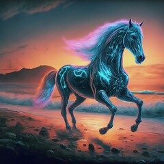 Obraz na płótnie Canvas horse in the sunset
