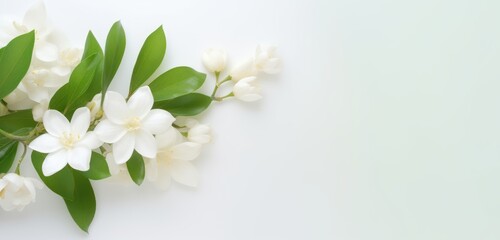 Fototapeta premium Beautiful Jasmine Flower on Offwhite Background Perfect for Your Home Decor
