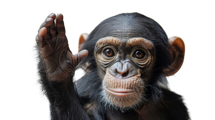 Chimpanzee Raising Hand to Camera
