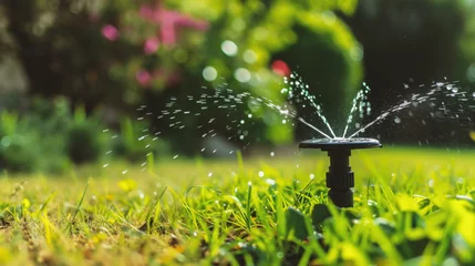  Garden sprinkler watering grass in the garden © Jioo7