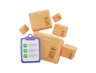 Obraz premium checklist with delivery package icon 3d rendering vector illustration