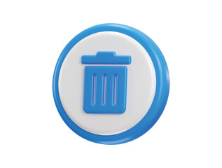 3d rubbish bin icon with circle button vector icon illustration