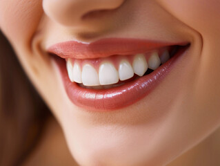 Obraz premium Woman's Radiant Smile with Healthy Teeth Close-Up
