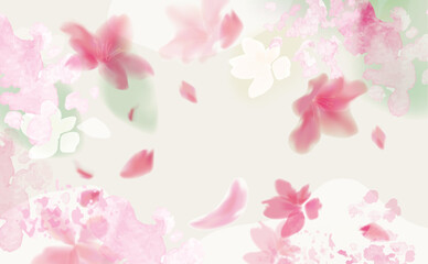 桜の水彩画　ふわふわ優しい手描き風イラスト