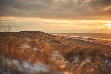 Sunset in winter on denmarks coast. High quality photo - 744685358