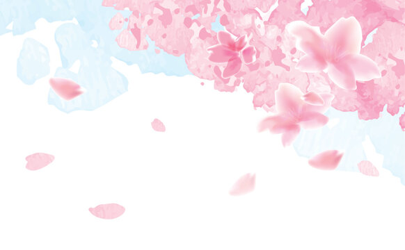 桜の水彩画　ふわふわ優しい手描き風イラスト
