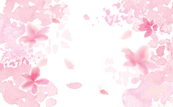 桜の水彩画　ふわふわ優しい手描き風イラスト