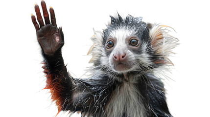 Close Up of a Monkey With Its Hand Up