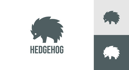 hedgehog logo vector illustration, porcupine silhouette logo template © Rezaalfarid204