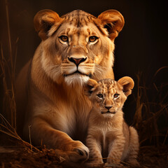 Obraz premium World Wildlife Day | Lioness & Cub | Closeup of Lioness