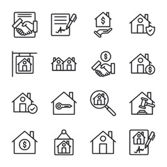Set of real estate business marketing icon for web app simple line basic design