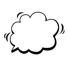 Vector speech bubble for words in the form of cloud. Hand drawn dialogue doodle for design.
