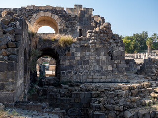 ruins of ancient city, The ancient city of Beit She'an Scythopolis in the Jordan Valley, Israel.