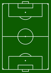 Top view of standard football field. Football tactical board to make strategy. Green soccer field vector graphic illustration. Team sports competition background