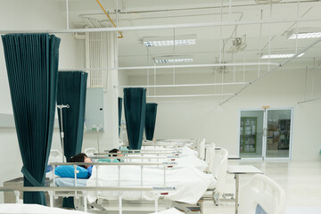 Patient dummy for nurse or doctor student study in university.Patient mannequin on patient bed for teaching in the medical ward.