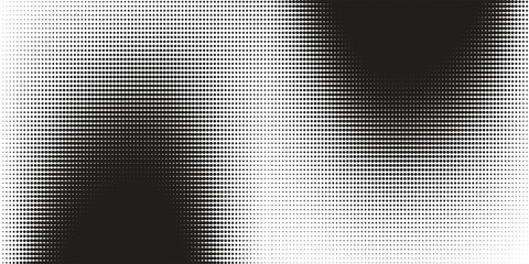 Halftone gradient. Dotted gradient, smooth dots spraying and halftones dot background seamless horizontal geometric pattern vector template set. vector ilustrator
