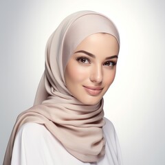 Natural Beauty Muslim Woman in Hijab Promotes Clinique Skincare