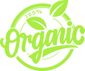 100 percent organic product label, badge, stamp, banner