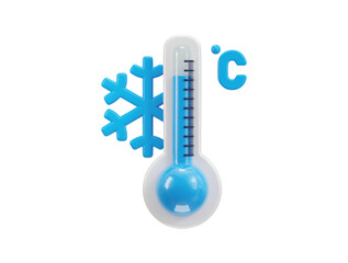 3d thermometer icon with ice symbol concept of cold temperature vector icon illustration