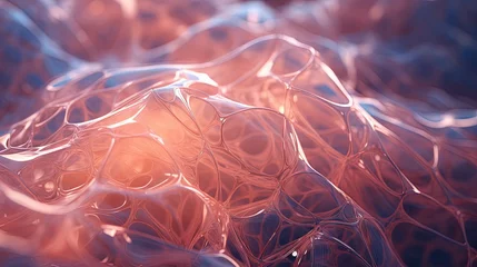 Gordijnen Scientific abstraction with futuristic textured tissue waves. Tech background with close-up wave bio texture. © swillklitch