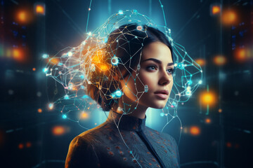 AI Enhancing Humans, cyber connected in the future.