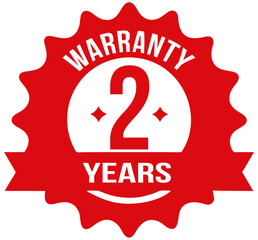 Red 2 years Warranty rubber stamp label, warranty badge