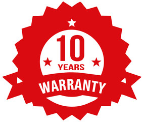 Red 10 years Warranty rubber stamp label, warranty badge