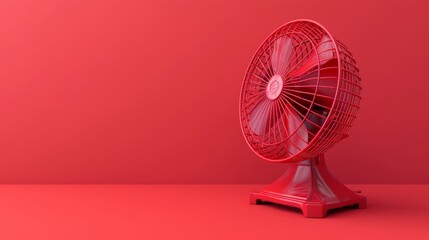 red electric fan in red interior