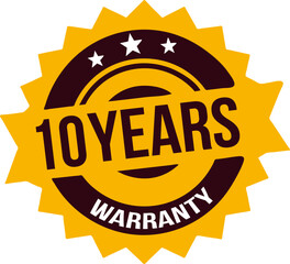 10 years Warranty rubber stamp label, warranty badge