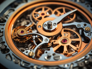 Macro photography captures the texture and tiny details of interconnected mechanical gears.