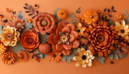 Autumn flowers composition paper design