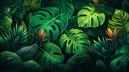 Fototapeta na wymiar Colorful darkness bright jungle background