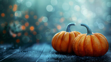 Halloween concept with orange pumpkins - obrazy, fototapety, plakaty