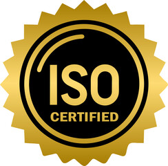 Golden ISO certified label stamp, International Organization for Standardization