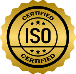Golden ISO certified label stamp, International Organization for Standardization