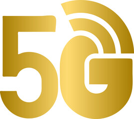 Golden 5G icon symbol sign