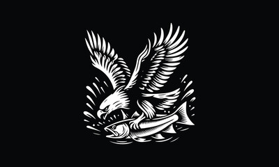 illustration of an eagle, fish, eagle, flying, eagle, catching, fish, eagle logo, eagle flying, eagle logo design, eagle catching fish logo design, 
