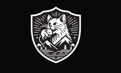 Cat eating mouse logo design, 