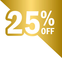 Golden corner 25 percent off discount tags, gold corner discount tag banners and discount labels	
